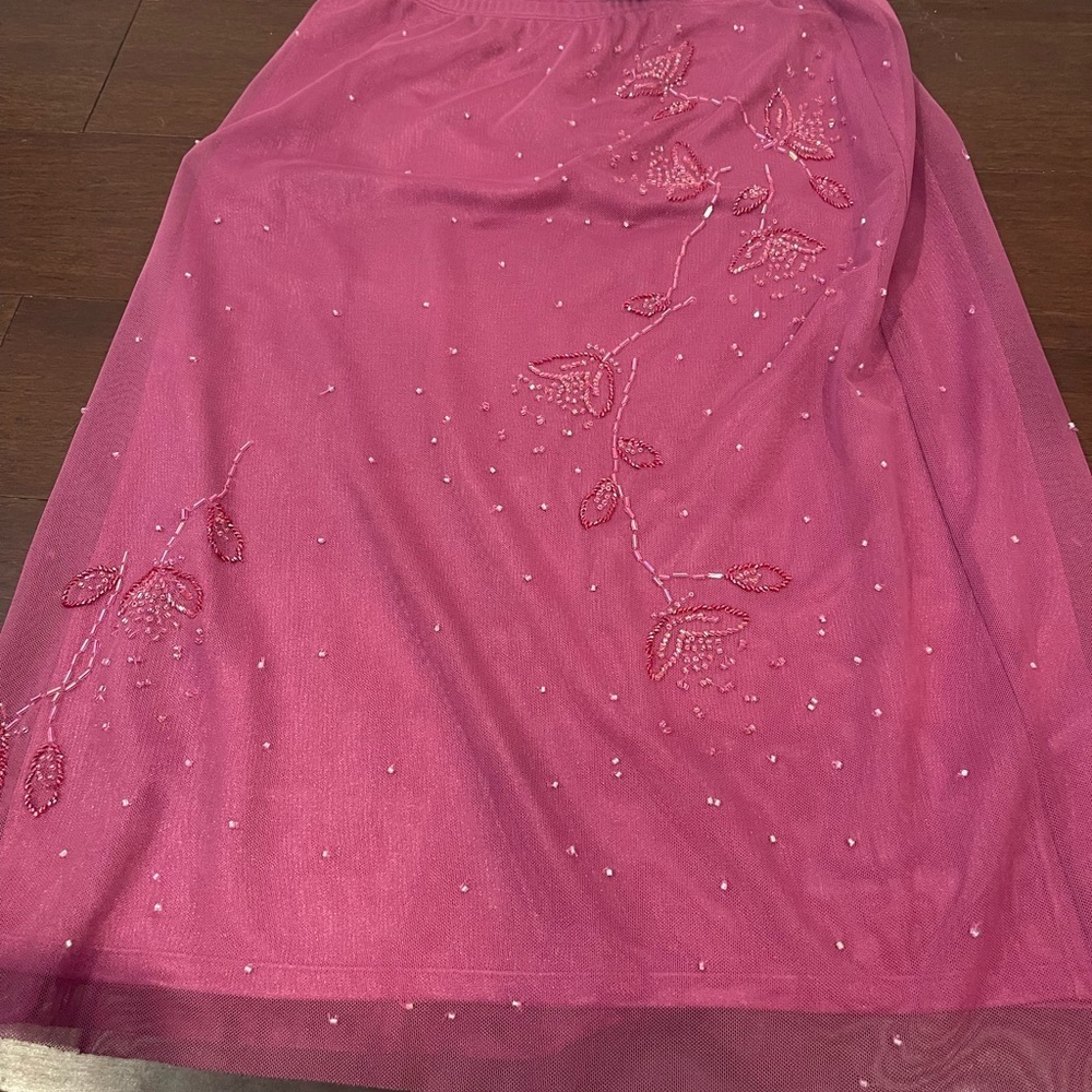 nwt vintage retro bcbg max azria collection pink Embroidered tulle floral Skirt